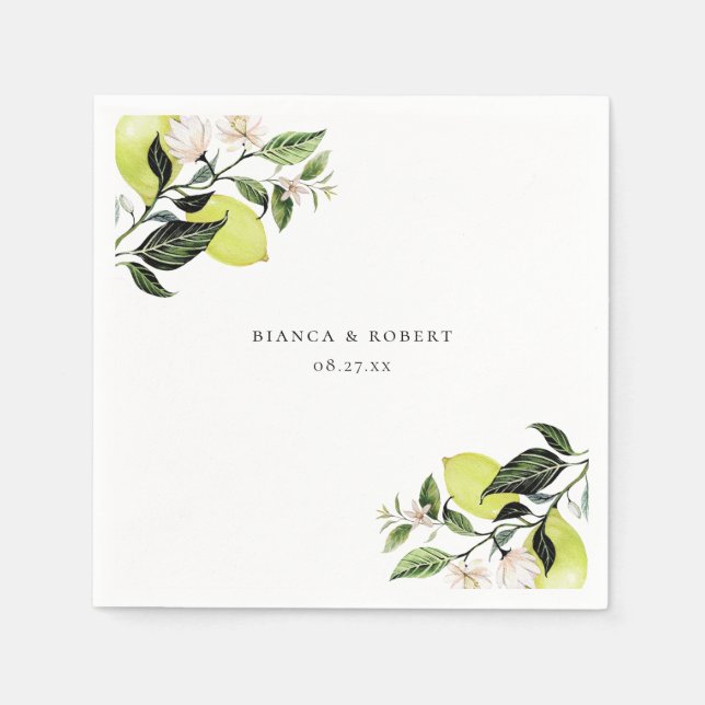 Botanical Lemon Wedding Napkin (Front)