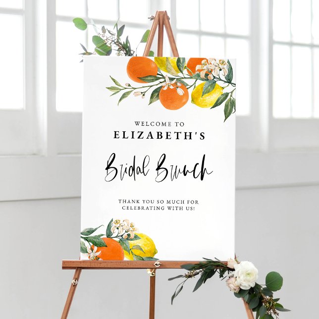 Botanical Lemons and Oranges Summer Bridal Brunch Poster (Creator Uploaded)