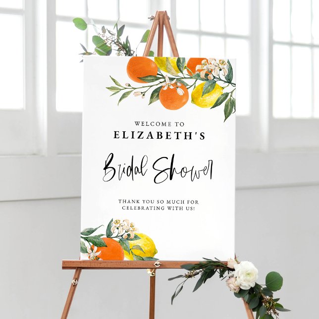 Botanical Lemons and Oranges Summer Bridal Shower Poster (Creator Uploaded)