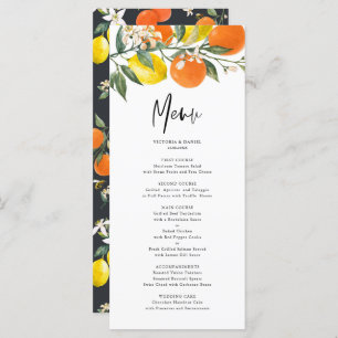 Botanical Lemons and Oranges Summer Wedding Menu