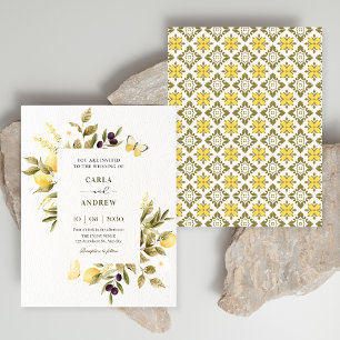 Botanical lemons floral branch wedding  invitation