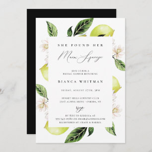 Botanical Lemons Main Squeeze Bridal Shower Invita Invitation