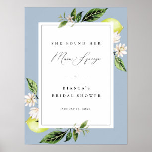 Botanical Lemons Main Squeeze Bridal Shower Poster