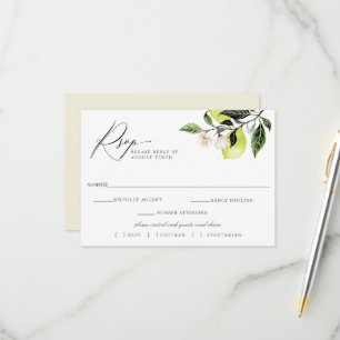 Botanical Lemons Wedding RSVP Meal Choice Card