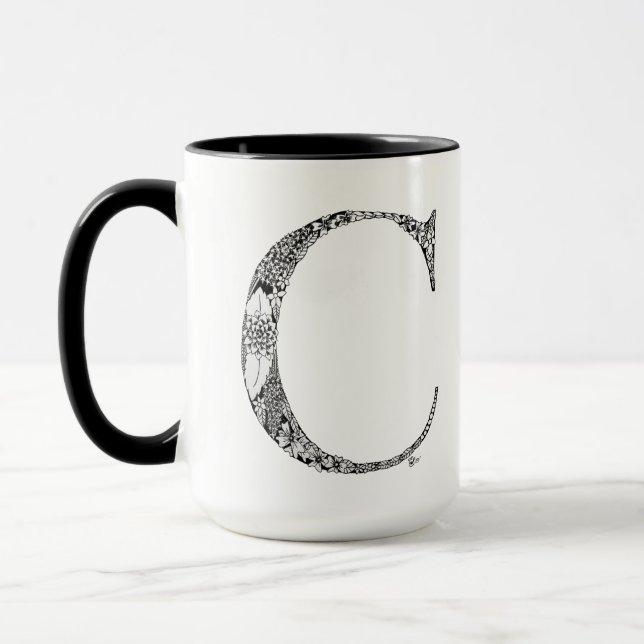 Botanical Letter C Mug, Art by Elizabeth Sampson Mug (Left)