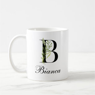 Botanical Letter    Elegant Custom Name Mug