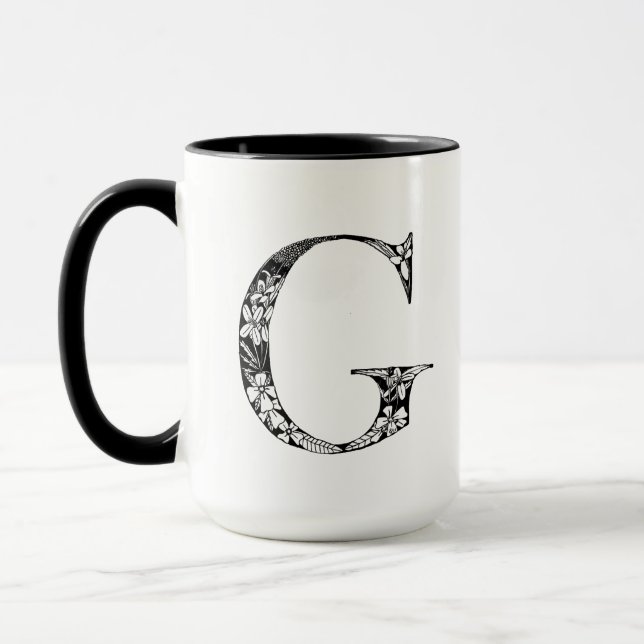 Botanical Letter G Mug, Art by Elizabeth Sampson Mug (Left)