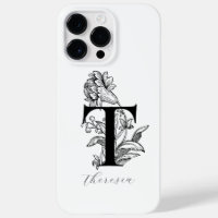 Botanical Letter T Monogram Name