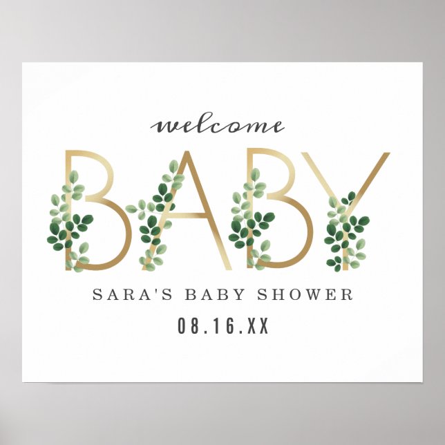 Botanical Lettering Baby Shower Poster (Front)