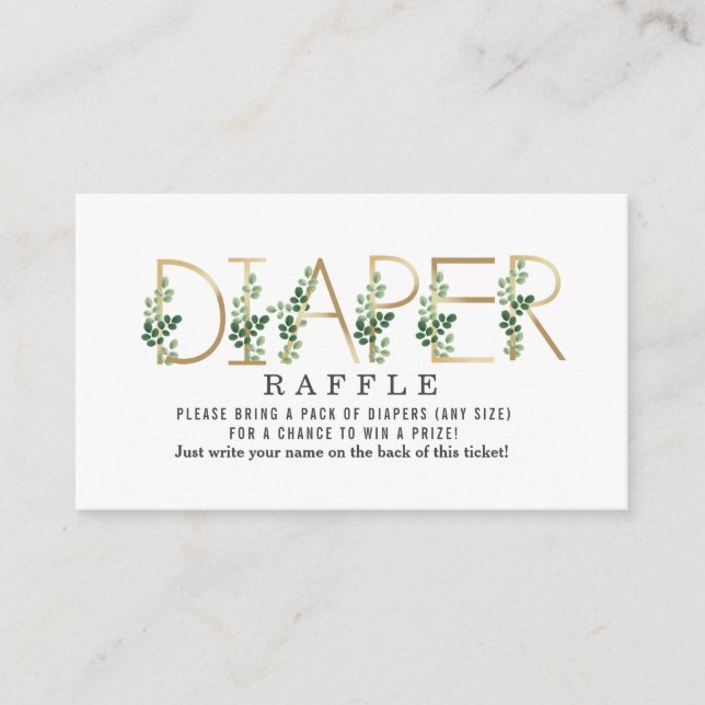 Botanical Lettering Diaper Raffle Baby Shower Enclosure Card (Front)