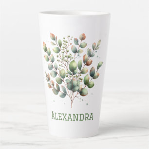 Botanical light green Eucalyptus leaves personal Latte Mug