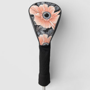 Botanical Light Peach Floral Pattern Golf Head Cover