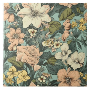 Botanical Lily Floral Pattern Tile