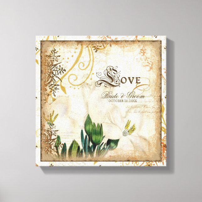 Botanical Lily Lilies Love Wedding Personalised Canvas Print (Front)