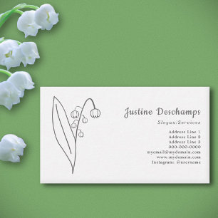 Botanical Lily of the Valley Line Art Flower Business Card