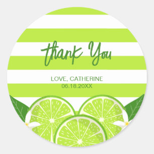 Botanical Lime Citrus Summer Thank You Classic Round Sticker