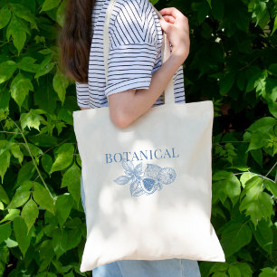 Botanical, line art fig  tote bag