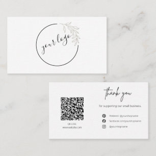 Botanical Logo QR Code Thank You Card Business