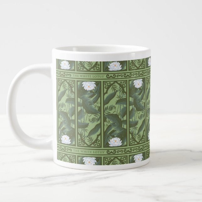 Botanical Lotus Panel Pattern - The White Lotus Large Coffee Mug (Left)