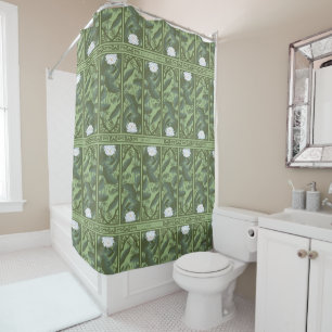 Botanical Lotus Panel Pattern - The White Lotus Shower Curtain