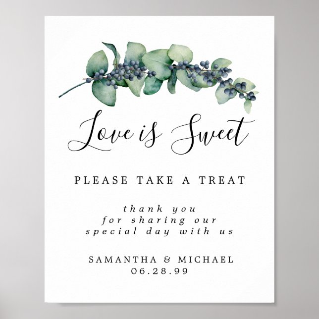 Botanical Love is Sweet Wedding Dessert Bar Sign (Front)