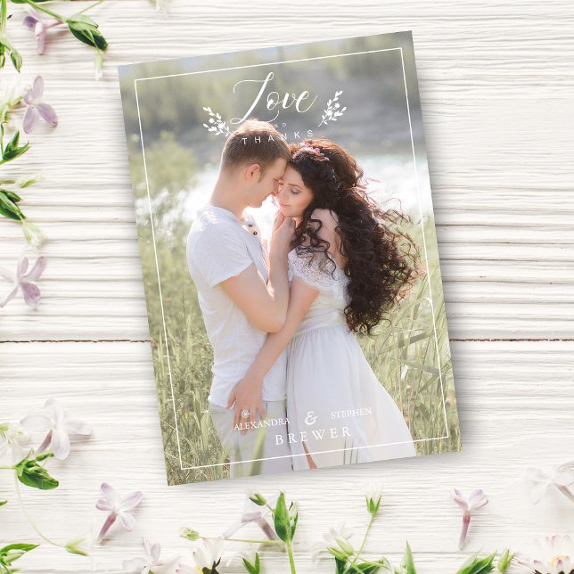 Botanical Love & Thanks Custom Photo Wedding Thank You Card (Creator Uploaded)