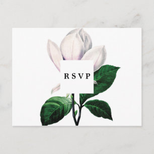 botanical magnolia wedding rsvp postcard