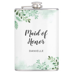 Botanical Maid of Honour Wedding Party Gift Flas Hip Flask