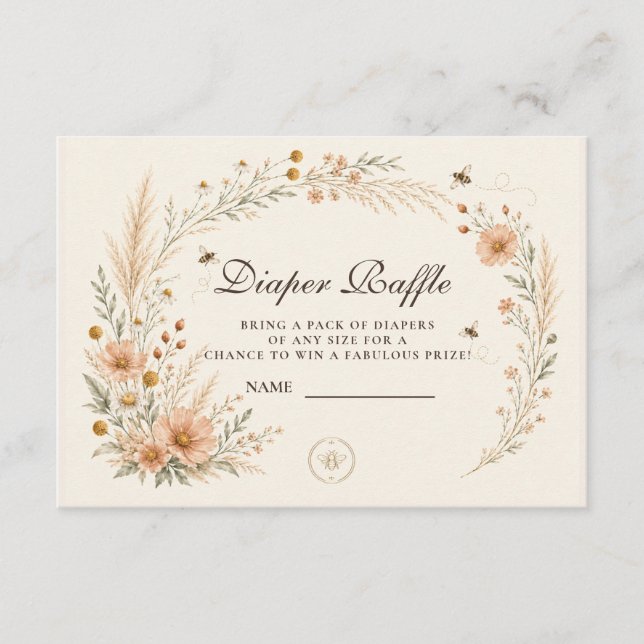 Botanical Mama To Bee Diaper Raffle Enclosure Card (Front)