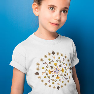 Botanical Mandala Pressed Flower Artwork T-Shirt