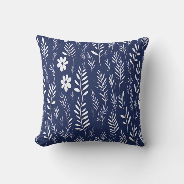 Botanical Matisse style floral pattern cushion (Front)