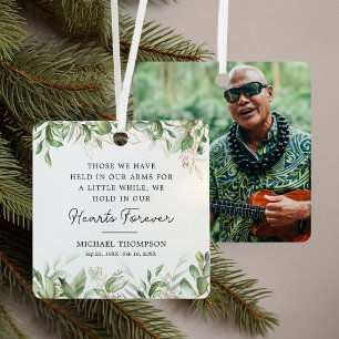 Botanical Memorial Photo Keepsake Metal Tree Decoration