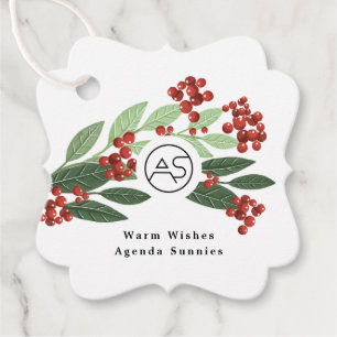 Botanical Merry Christmas Message Logo Business Favour Tags