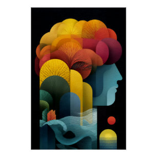 Botanical Mind Profile Vibrant Layers Poster