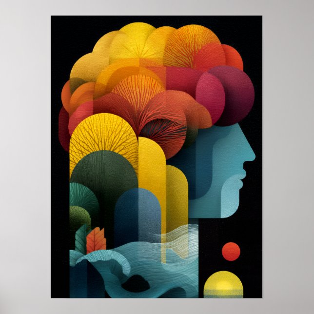 Botanical Mind Profile Vibrant Layers Poster (Front)