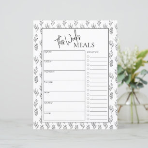 Botanical Minimal Script Text Weekly Meal Planner