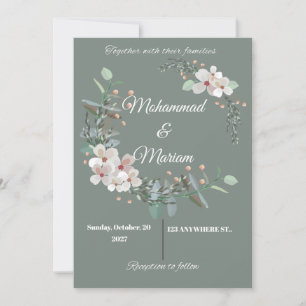 Botanical Minimal Wedding Invite Green Floral