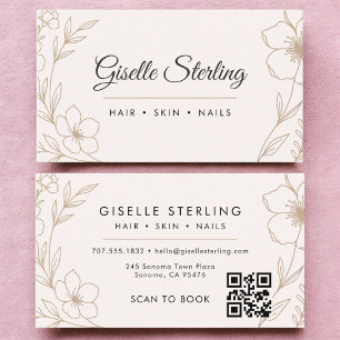 Botanical Minimalist Blush Beauty Salon QR Code Business Card