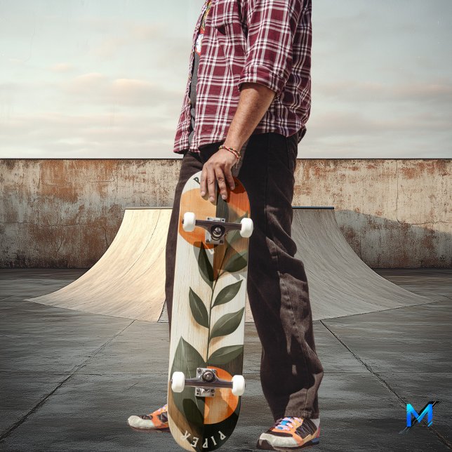 Botanical Minimalist Skateboard - Earthy Boho Leaf (Creator Uploaded)