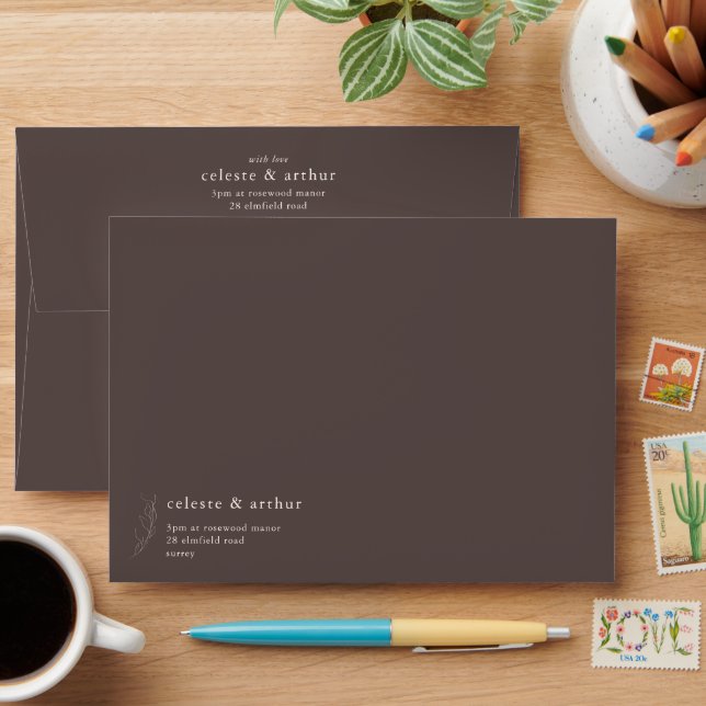 Botanical Minimalist Wedding Envelope (Desk)