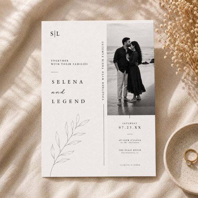 Botanical Minimalist Wedding Invitation. Invitation (Creator Uploaded)