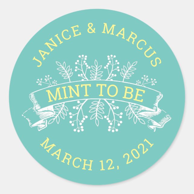 Botanical Mint to Be Favour Stickers (Front)