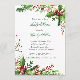 Botanical Mistletoe Baby Shower Invitation