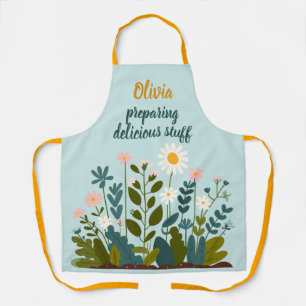 Botanical Modern Elegant  Daisies Personalised Apron