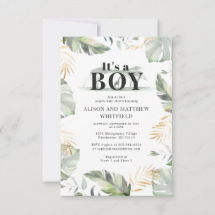 Botanical Modern Jungle Safari Giraffe Baby Shower Invitation