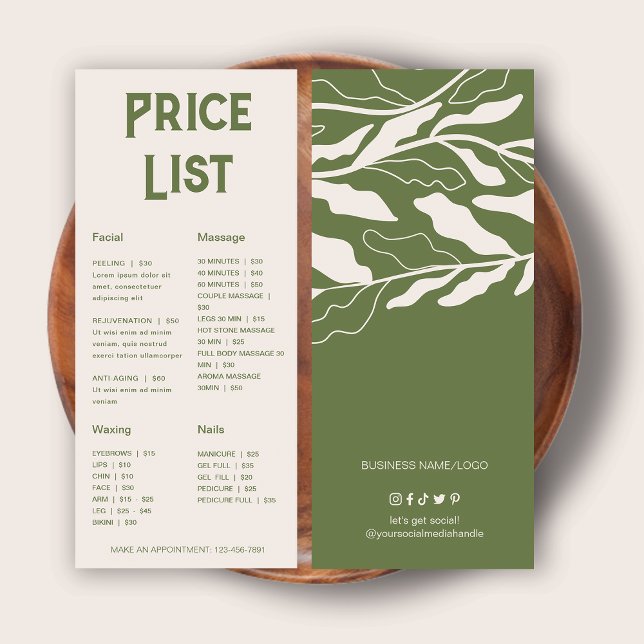 Botanical Modern Price List  Rack Card (Creator Uploaded)