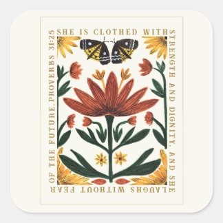 Botanical Modern Proverbs 31 Square Sticker