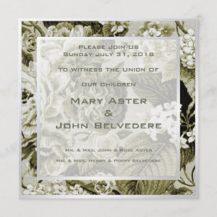 Botanical Modern Vintage Floral Toile Wedding Invitation