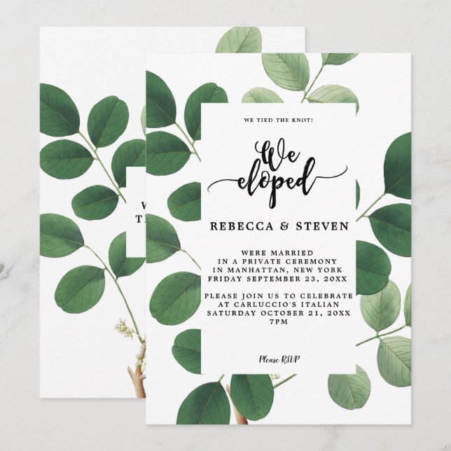 botanical modern we eloped invitation (Front/Back)