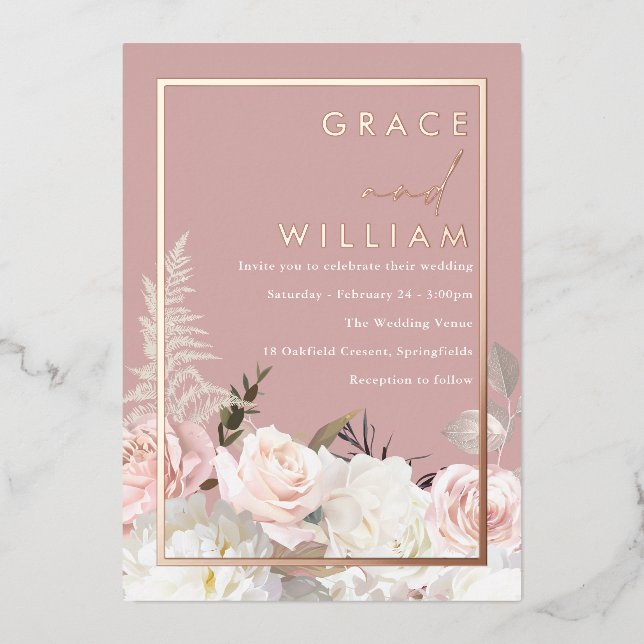 Botanical Modern Wedding Rose Gold (Front)